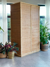 Load image into Gallery viewer, Vintage, Italian Rattan &amp; Bamboo Wardrobe
