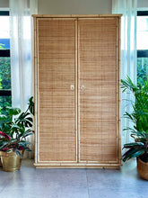 Load image into Gallery viewer, Vintage, Italian Rattan &amp; Bamboo Wardrobe
