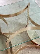 Load image into Gallery viewer, Pair of Solid Brass &amp; Glass Side Tables — Hollywood Regency, c.1970s
