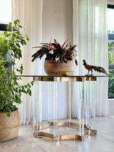Load image into Gallery viewer, Mid-Century Lucite &amp; Brass Dining Table
