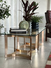 Load image into Gallery viewer, Pair of Solid Brass &amp; Glass Side Tables — Hollywood Regency, c.1970s
