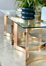 Load image into Gallery viewer, Pair of Solid Brass &amp; Glass Side Tables — Hollywood Regency, c.1970s

