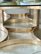 Load image into Gallery viewer, Pair of Solid Brass &amp; Glass Side Tables — Hollywood Regency, c.1970s
