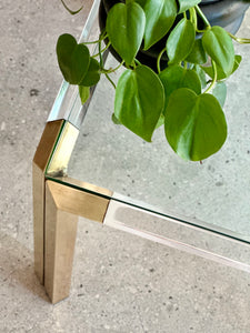 Lucite Brass & Glass Medium Coffee/Side Table