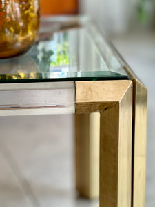 Lucite And Brass Coffee Table