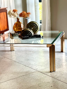 Lucite And Brass Coffee Table