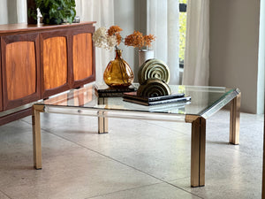 Lucite And Brass Coffee Table