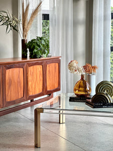 Lucite And Brass Coffee Table