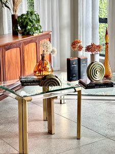 Lucite And Brass Coffee Table