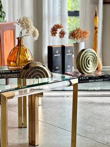 Lucite Brass & Glass Medium Coffee/Side Table