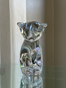 Clear Crystal Glass Cat Figurine
