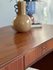 Scandinavian Double-Sided Teak Freestanding Desk