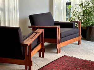 Pair of Mid-Century, Brutalist Armchairs