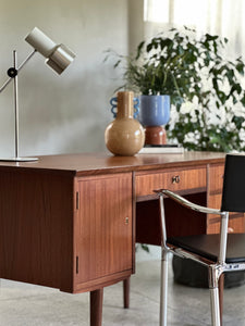 Scandinavian Double-Sided Teak Freestanding Desk