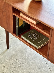 Scandinavian Double-Sided Teak Freestanding Desk