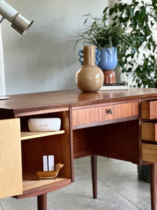 Scandinavian Double-Sided Teak Freestanding Desk
