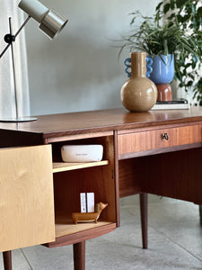 Scandinavian Double-Sided Teak Freestanding Desk
