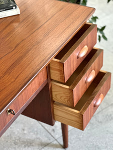 Scandinavian Double-Sided Teak Freestanding Desk