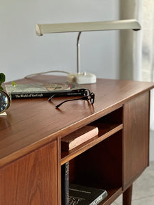 Scandinavian Double-Sided Teak Freestanding Desk