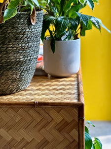 A Pair of Vintage Campaign Style Cane Bookshelves