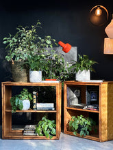 Load image into Gallery viewer, A Pair of Vintage Campaign Style Cane Bookshelves
