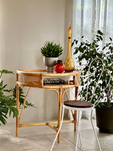 Load image into Gallery viewer, Demi-Lune Glass and Bamboo Occasional Table
