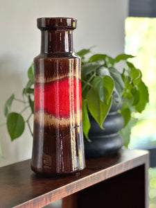 A cylindrical pottery vase by Scheurich of West Germany