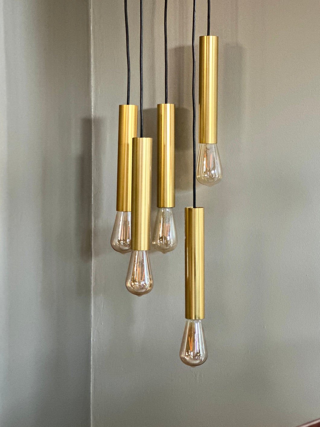 Tubular Cascading Ceiling Cluster Light in the manner of “Stilnovo”.