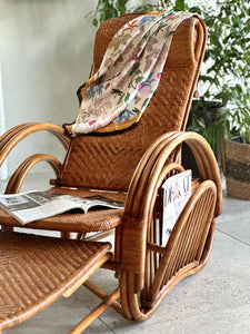Vintage Handcrafted Rattan Lounge Chair
Boho | Organic Form | Adjustable Recline | Rare Collector’s Piece