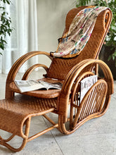 Load image into Gallery viewer, Vintage Handcrafted Rattan Lounge Chair
Boho | Organic Form | Adjustable Recline | Rare Collector’s Piece
