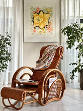 Load image into Gallery viewer, Vintage Handcrafted Rattan Lounge Chair
Boho | Organic Form | Adjustable Recline | Rare Collector’s Piece
