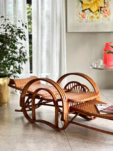 Vintage Handcrafted Rattan Lounge Chair
Boho | Organic Form | Adjustable Recline | Rare Collector’s Piece
