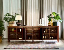 Load image into Gallery viewer, Mid-Century, Solid Imbuia Server Cabinet with Multiple Doors
