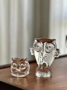 Owl Glass Paperweight Pair
