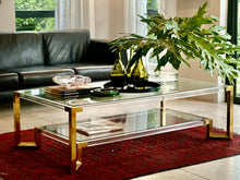 Load image into Gallery viewer, Post Modern Lucite, Brass &amp; Glass Coffee Table
