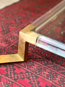 Post Modern Lucite, Brass & Glass Coffee Table