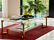 Load image into Gallery viewer, Post Modern Lucite, Brass &amp; Glass Coffee Table
