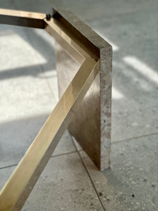 Brass, Glass & Travertine Mid-Century Coffee Table