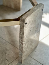 Load image into Gallery viewer, Brass, Glass &amp; Travertine Mid-Century Coffee Table
