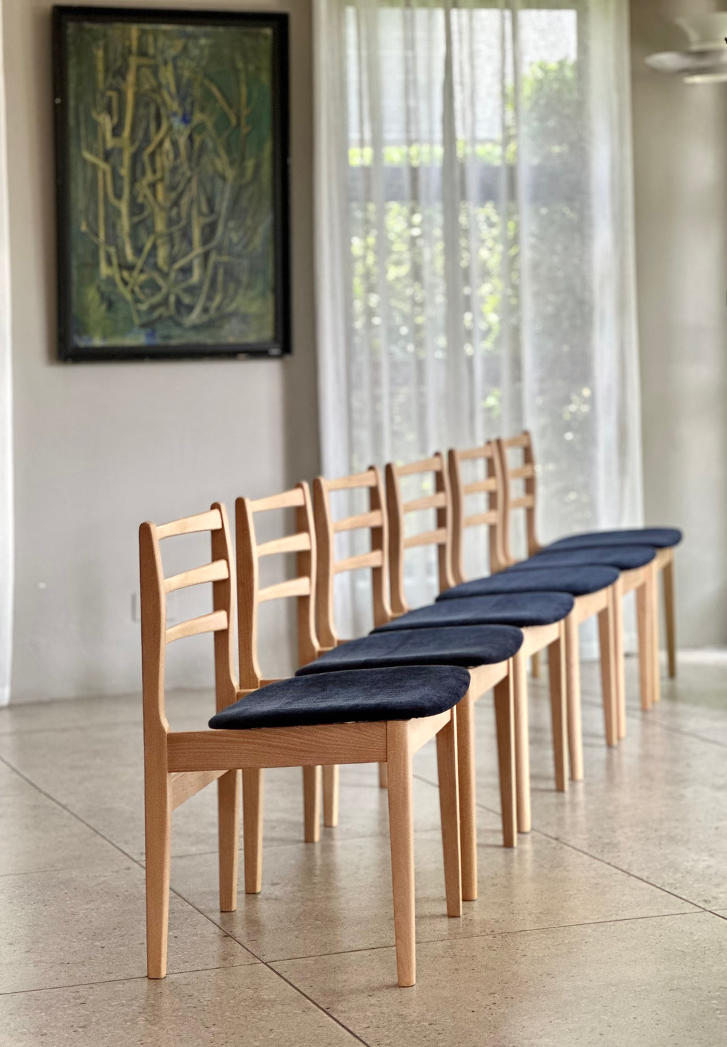 Set of Six Beechwood Dining Chairs - Nathan Furniture