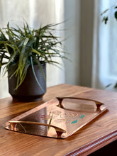 Load image into Gallery viewer, Solid Copper Tray with Enamel Embossed Indigenous Flowers
