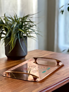 Solid Copper Tray with Enamel Embossed Indigenous Flowers