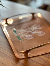 Load image into Gallery viewer, Solid Copper Tray with Enamel Embossed Indigenous Flowers
