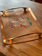 Load image into Gallery viewer, Solid Copper Tray with Enamel Embossed Indigenous Flowers
