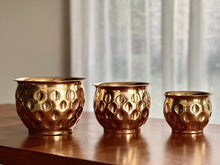 Load image into Gallery viewer, Set of Three Brass Planters with Indentation
