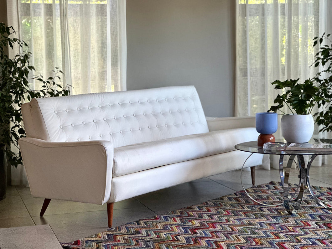 Mid-Century Three Seater Leather Couch