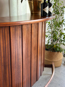 Mid-Century Curved Bar with Copper Footrest