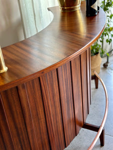 Mid-Century Curved Bar with Copper Footrest