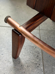 Mid-Century Curved Bar with Copper Footrest