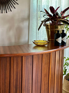 Mid-Century Curved Bar with Copper Footrest